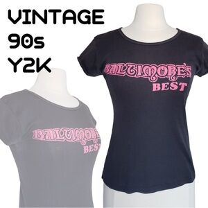 VINTAGE Y2K 90s Baby Doll Graphic Tee T-Shirt Baltimore's Best | Medium